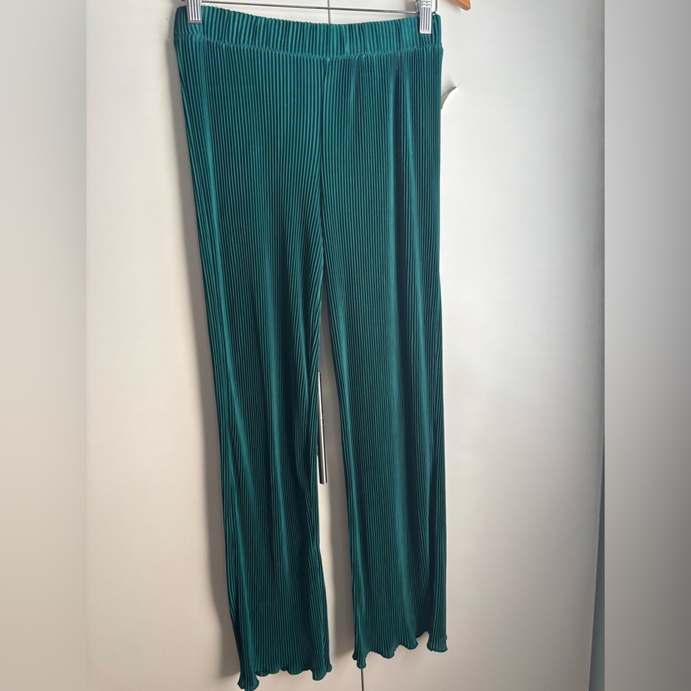 Joie Teal Ribbed 2 piece set Blouse w/ Pants - Picture 6 of 7